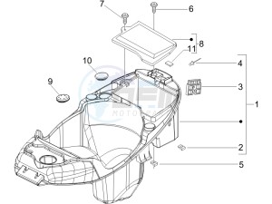 Liberty 125 4t Sport e3 (UK) UK drawing Helmet box - Undersaddle