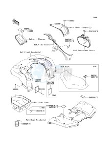 KVF 650 F [BRUTE FORCE 650 4X4I] (F6F-F9F ) F7F drawing LABELS