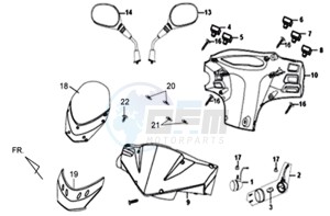 ORBIT 50 25KMH drawing HEAD LIGHT COVER / MIRRORS / CONTROLS