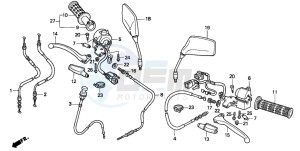 CB250 TWO FIFTY drawing HANDLE LEVER/SWITCH/CABLE (1)