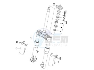 Beverly 400 ie Tourer e3 drawing Fork steering tube - Steering bearing unit