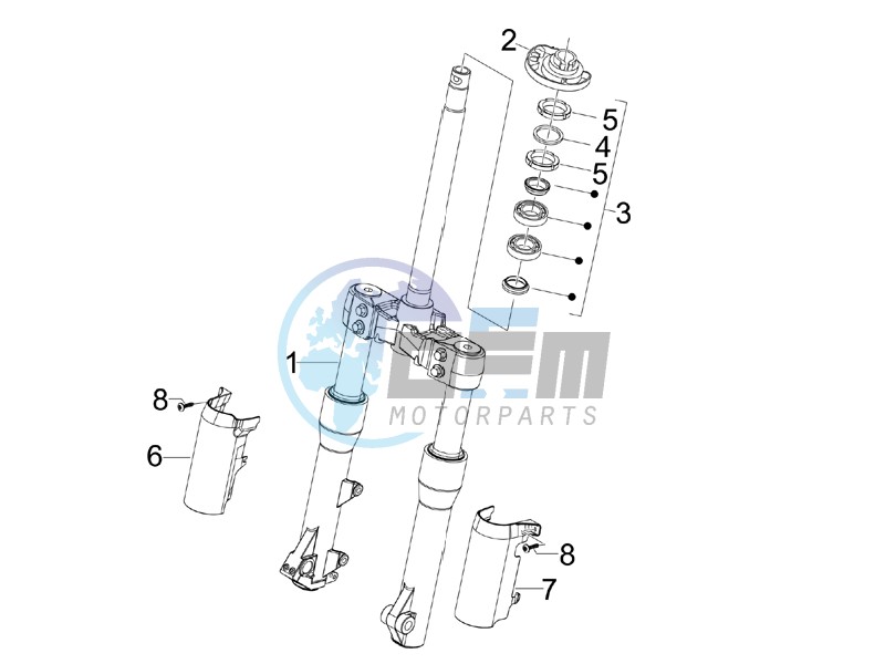 Fork steering tube - Steering bearing unit