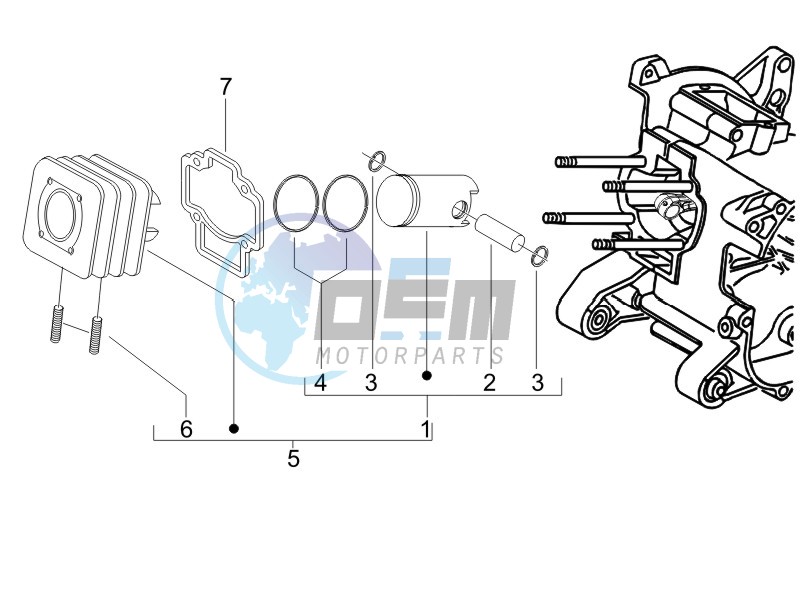 Cylinder - Piston - Wrist pin unit