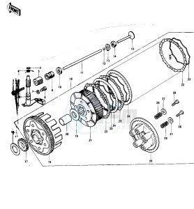 KX 125 (-A) drawing CLUTCH -- 74-76 KX125_A_A3- -