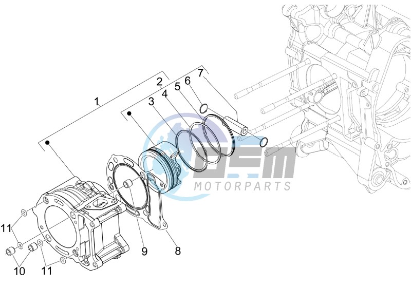 Cylinder-piston-wrist pin unit