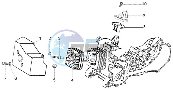 Cylinder head - cooling inlet ind. Pipe