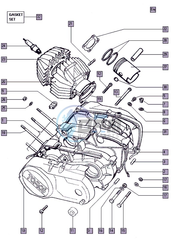 Crankcase-cylinder-piston