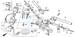 VTR1000F FIRE STORM drawing HANDLE PIPE/TOP BRIDGE (1/2/3)