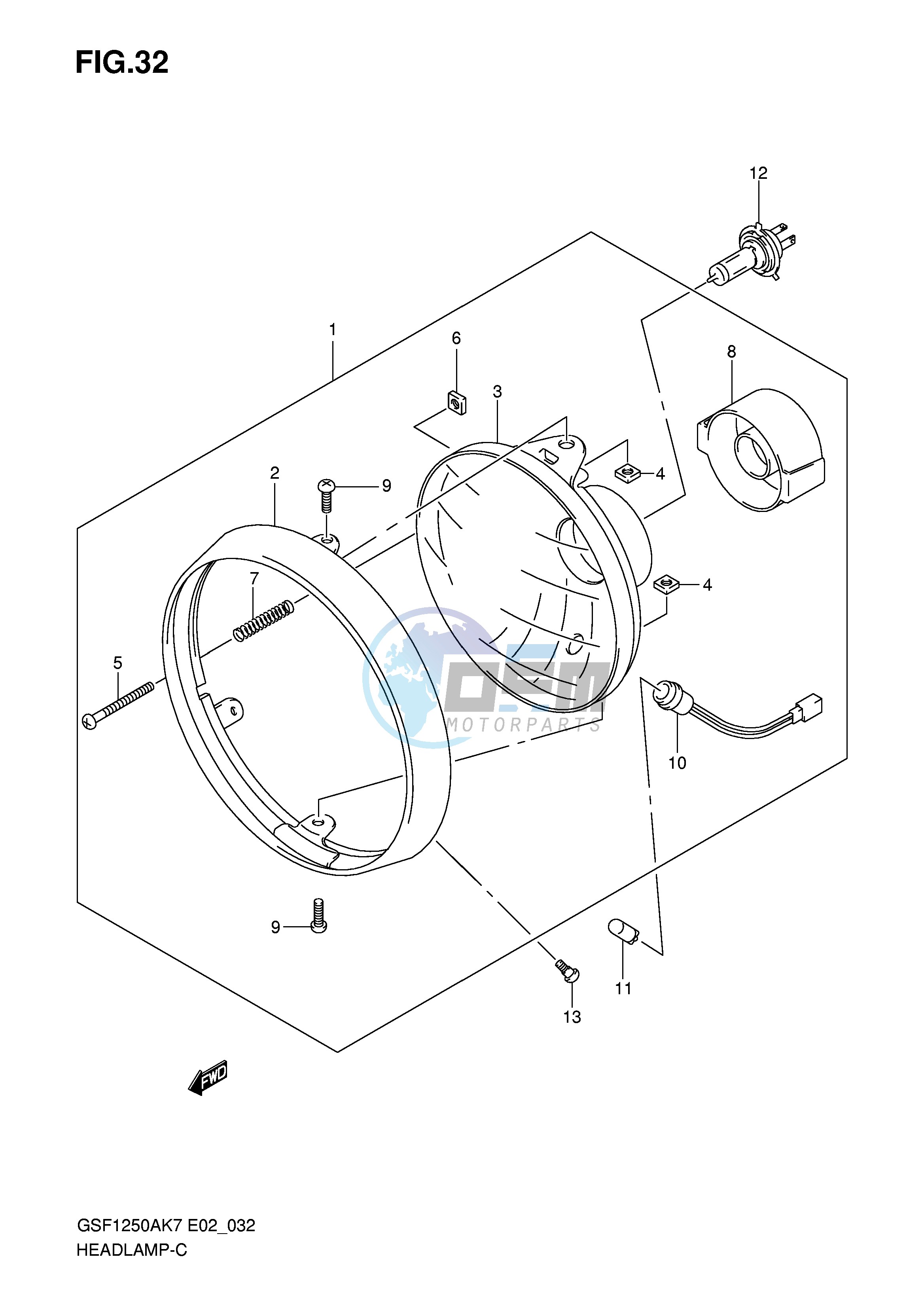 HEADLAMP (GSF1250K7 K8 K9 AK7 AK8 AK9 E2,E19,P37)