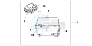 XL700VAB TRANSALP E drawing TOP BOX 45L (ON/ OFF)