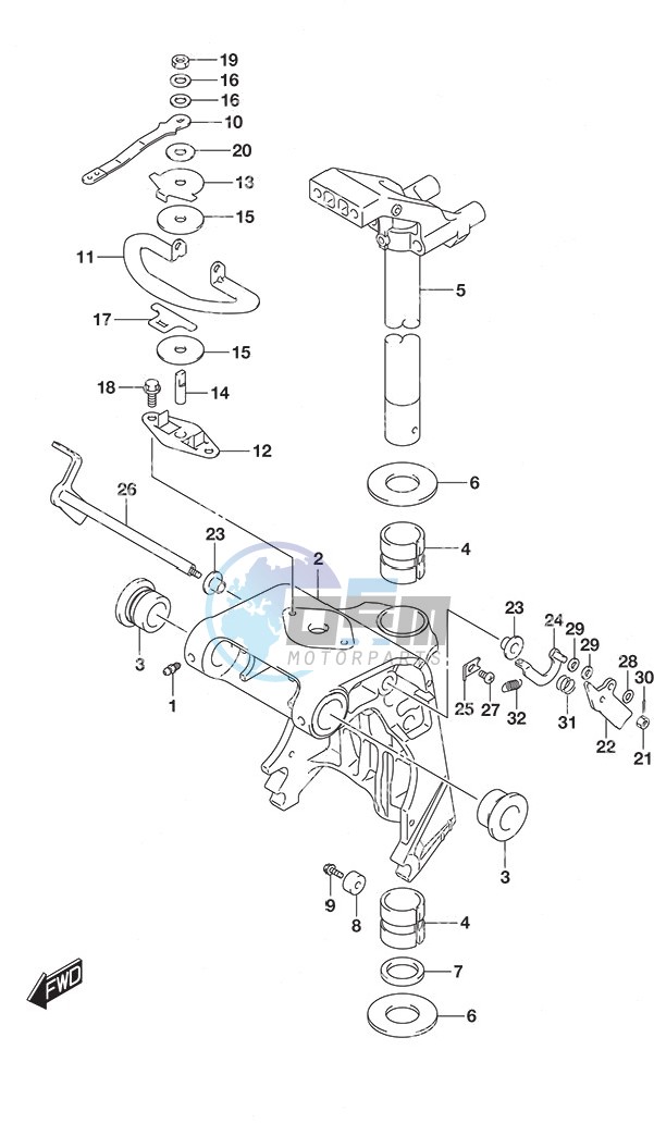 Swivel Bracket Tiller Handle w/Power Tilt