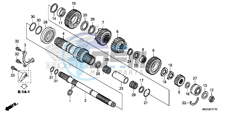 TRANSMISSION (VFR1200XD/XDA/XDS) (MAINSHAFT)