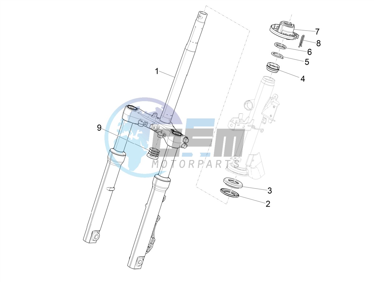 Fork/steering tube - Steering bearing unit