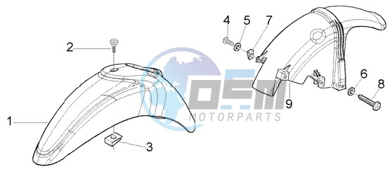 Front and rear mudguard