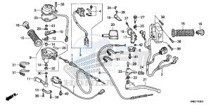 TRX680FAG Wave 110 - AFS110 UK - (E) drawing HANDLE LEVER/ SWITCH/ CABLE