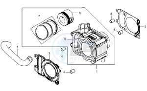 JOYRIDE 125 drawing CYLINDER MET PISTON / CYLINDER GASKETS TOP AND BOTTOM