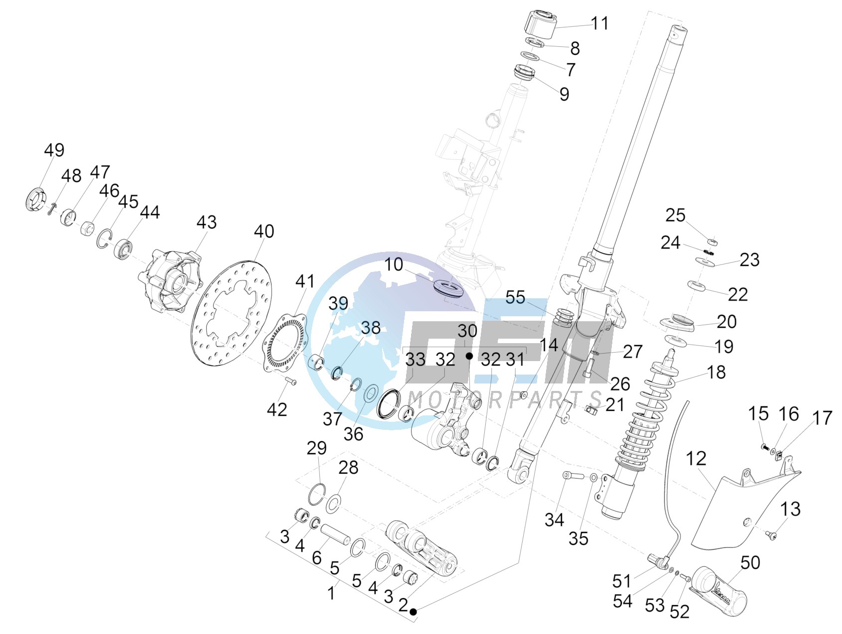 Fork/steering tube - Steering bearing unit