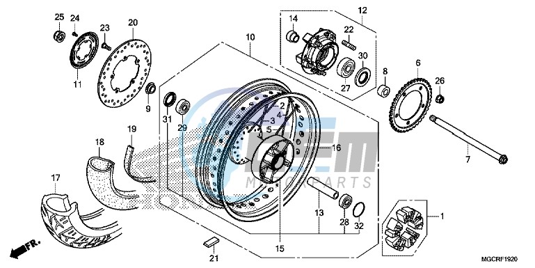 REAR WHEEL (CB1100CA/CAD)