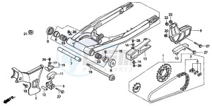 XR200R drawing SWINGARM/CHAIN CASE