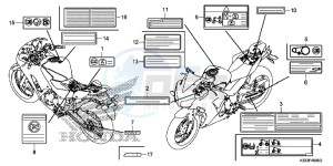 CBR250RF CBR250R Europe Direct - (ED) drawing CAUTION LABEL