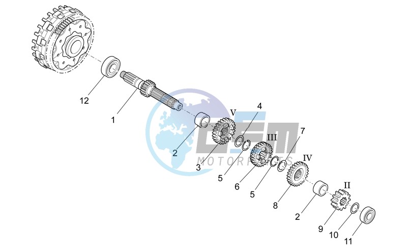 Primary gear shaft