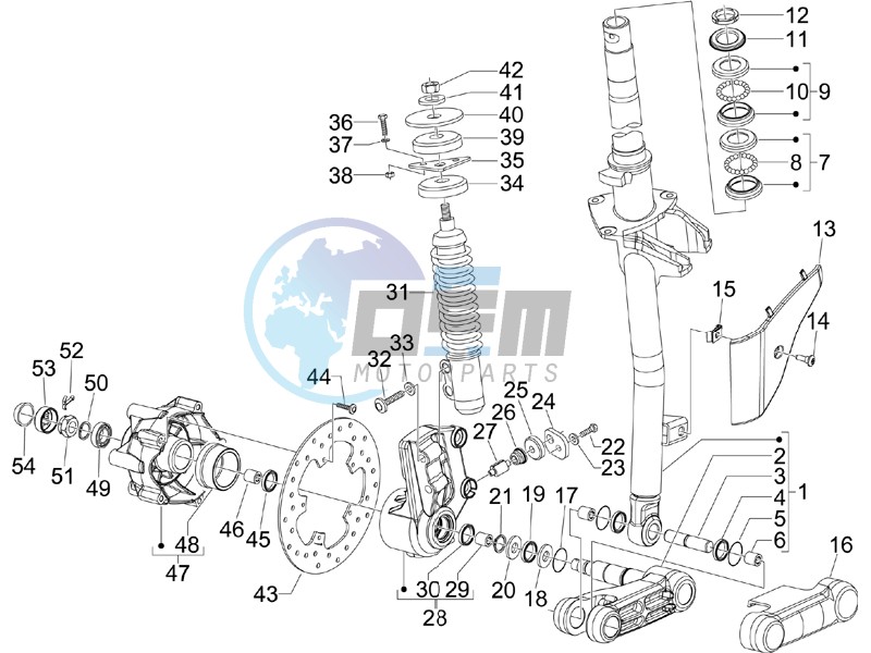 Fork - steering tube - Steering bearing unit