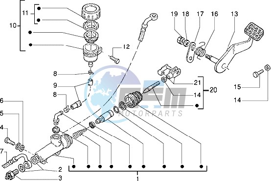 Brake lever-rear brake master cylinder