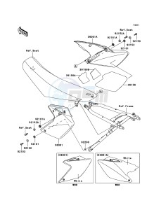 KLX450R KLX450A9F EU drawing Side Covers