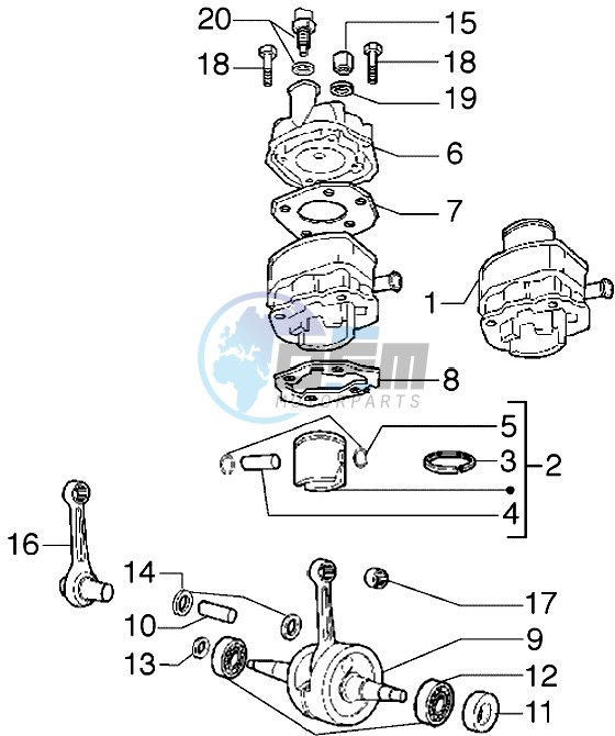 Cylinder-piston-wrist pin assy-Crankshaft