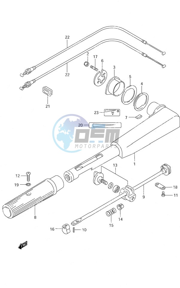 Tiller Handle S/N 651001 to 652500