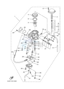 YFM350A YFM350TE GRIZZLY 350 2WD (B142 B143 B144) drawing CARBURETOR