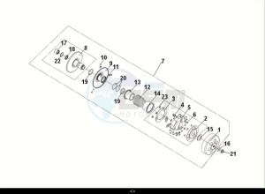 SYMPHONY ST 125 LC (XL12WW-EU) (E5) (M1) drawing DRIVEN PULLEY ASSY