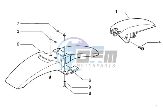 Front mudguard-rear mudguard