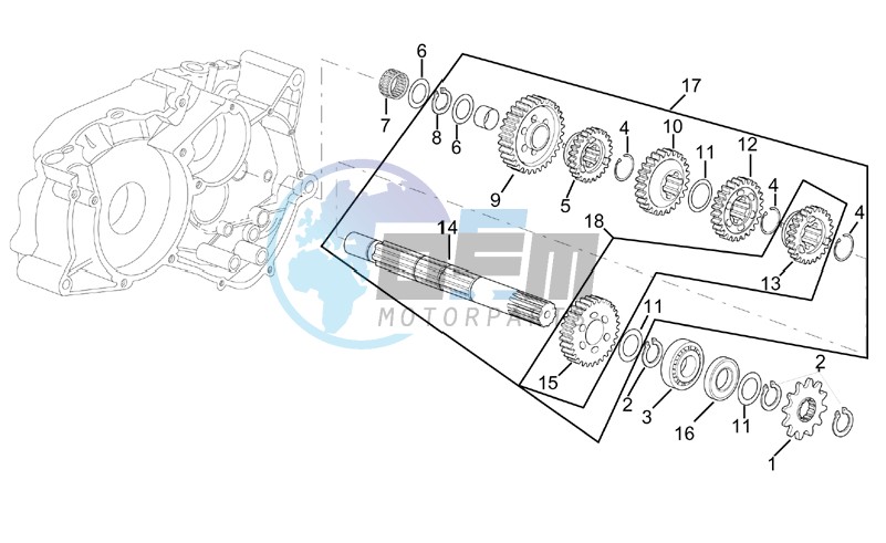 Gearbox driven shaft I