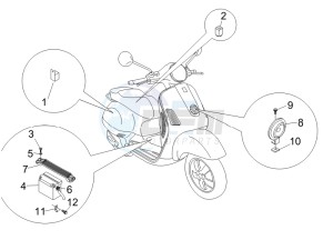 Granturismo 125 L Potenziato UK drawing Control switches - Battery - Horn