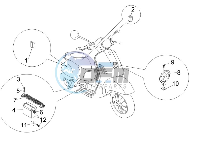 Control switches - Battery - Horn