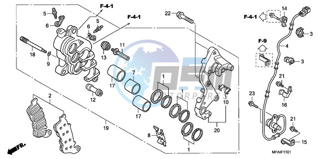 R. FRONT BRAKE CALIPER (CBF1000A/T/S)