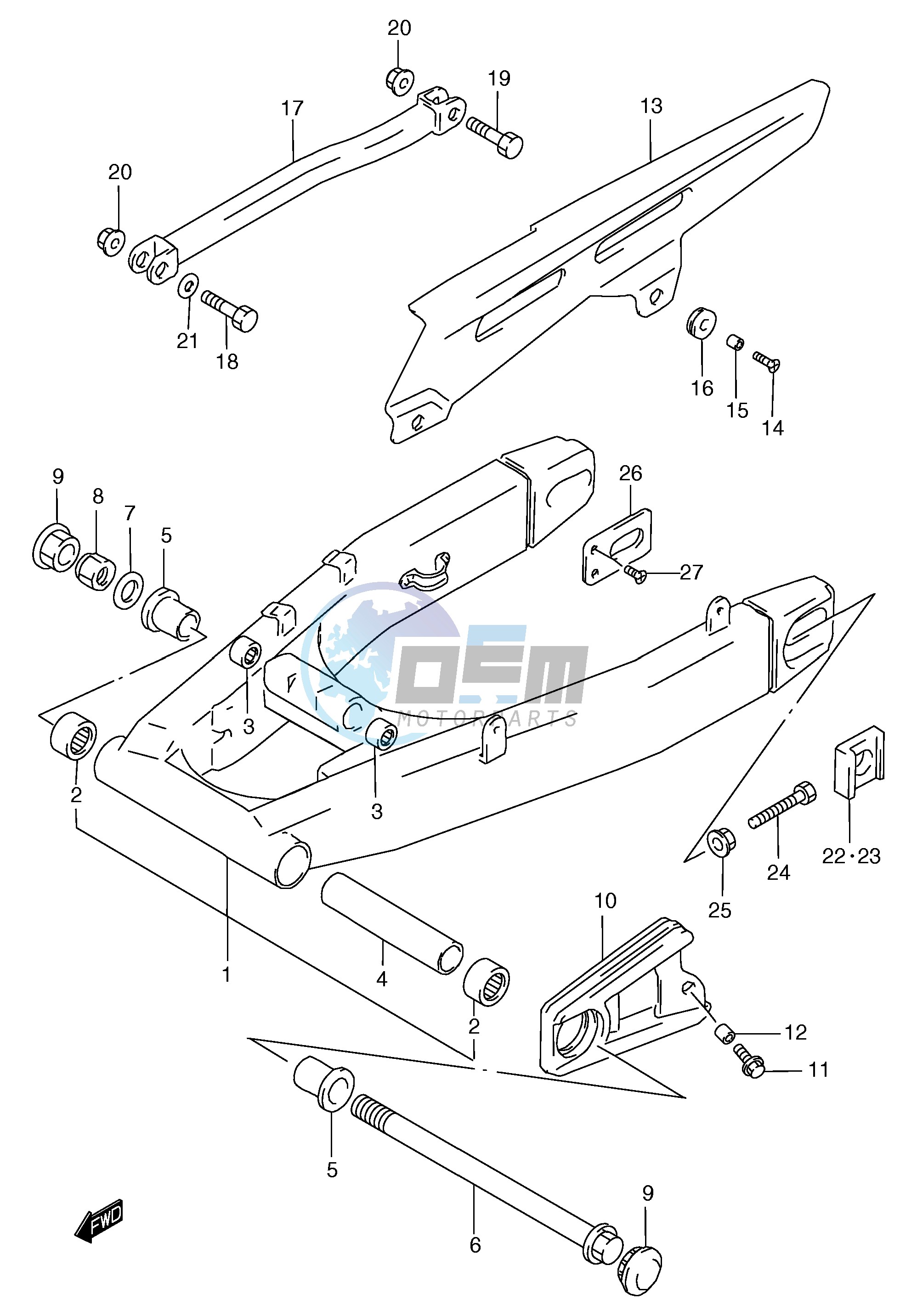 REAR SWINGING ARM (GSF1200T V W X Y ST SV SW SX SY)