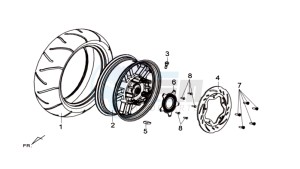 MAXSYM 600I ABS drawing REAR WHEEL - REAR FORK