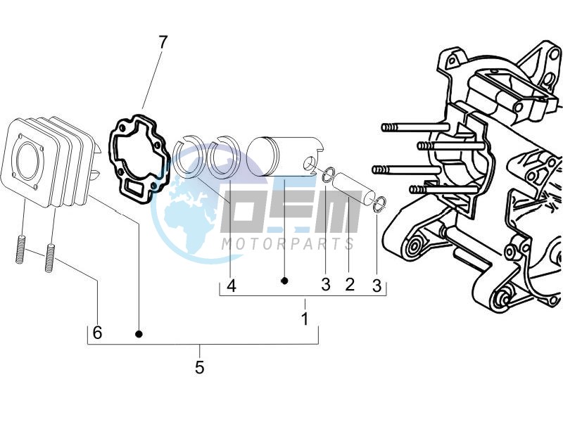 Cylinder-piston-wrist pin unit