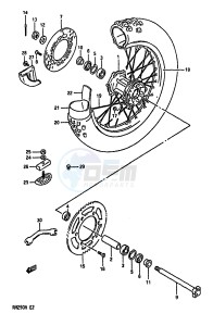 RM250 (K-L-M-N) drawing REAR WHEEL (MODEL L M)