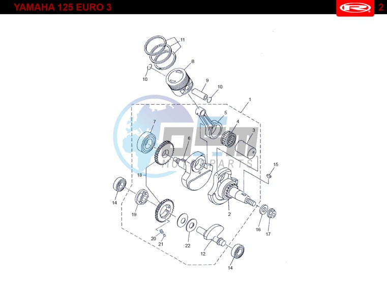 PISTON - CRANKSHAFT  Yamaha 125 EURO-3