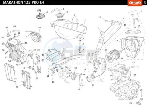 MARATHON-125-E4-PRO-BLACK drawing TANK-EXHAUST-RADIATOR