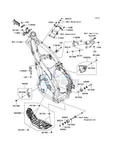 KX250F KX250YBF EU drawing Frame Fittings