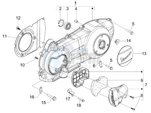 GTS 300 ie USA drawing Crankcase cover and cooling