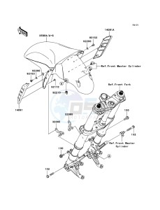 ZZR1400 ABS ZX1400B7F FR GB XX (EU ME A(FRICA) drawing Front Fender(s)