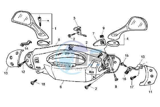 Handlebars and driving mirror cover