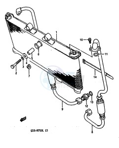 GSX-R750 (J-K-L) drawing OIL COOLER (MODEL J K)