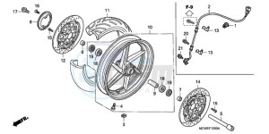 VFR800A9 France - (F / ABS CMF MME) drawing FRONT WHEEL