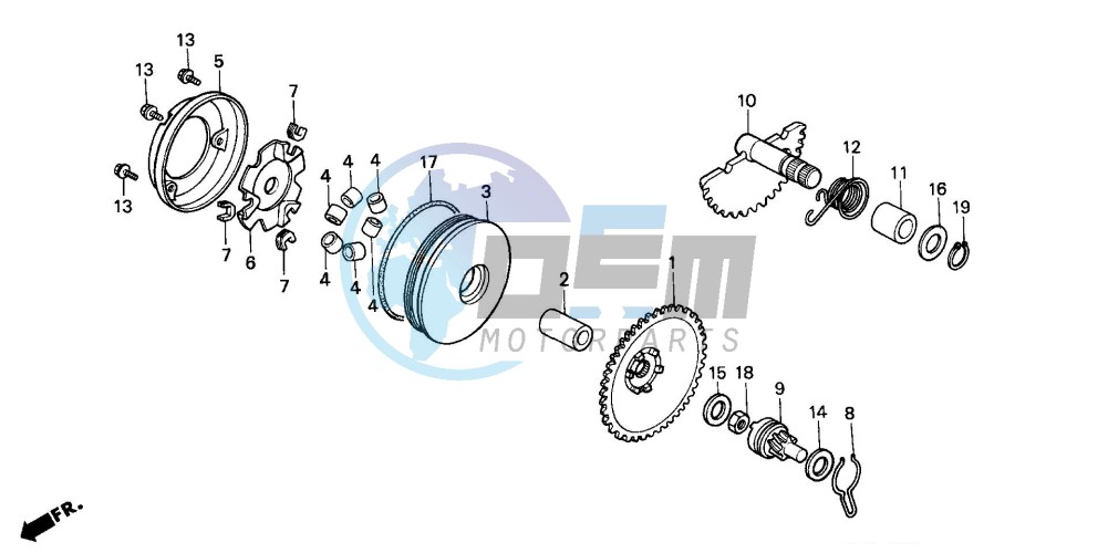 DRIVE FACE/ KICK STARTER SPINDLE